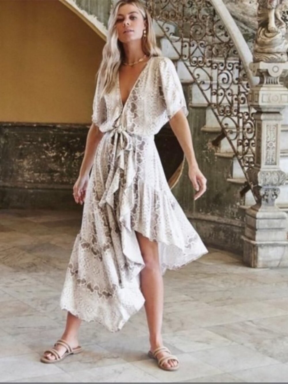 Kivari Zanzibar Tie-Up Midi Dress US L / AU XL - BNWT